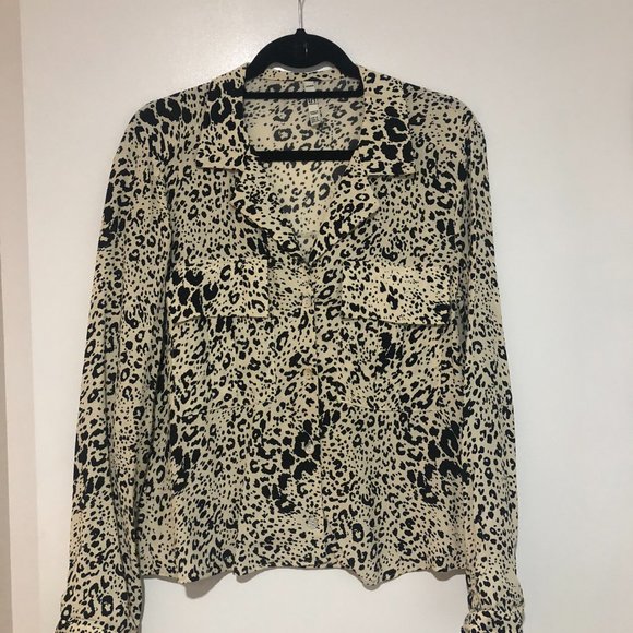 Zara Animal Print Blouse with front pockets - Size M - Picture 1 of 6